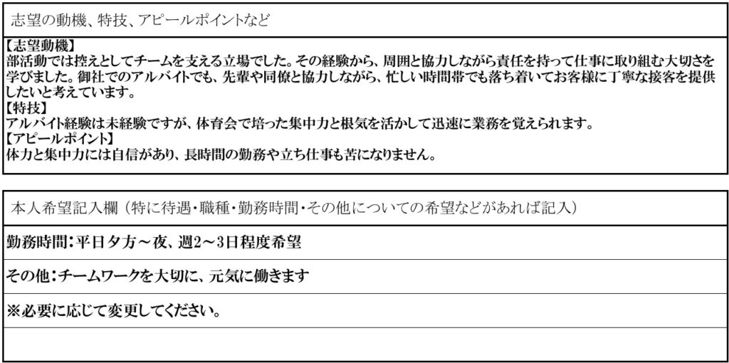 大学生 アルバイト 履歴書の書き方 志望動機や特技、アピールポイントの記載例 大学生 アルバイト 履歴書の書き方 志望動機や特技、アピールポイントの記載例